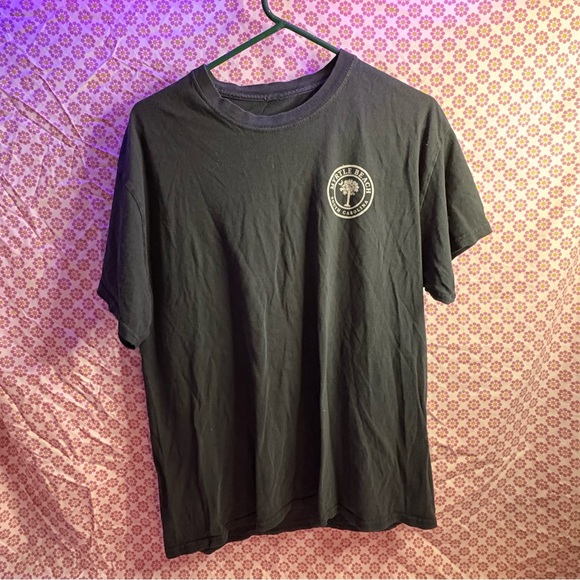 Myrtle Beach South Carolina Graphic T-Shirt Black Palm Tree Souvenir Tee Large - Picture 1 of 3